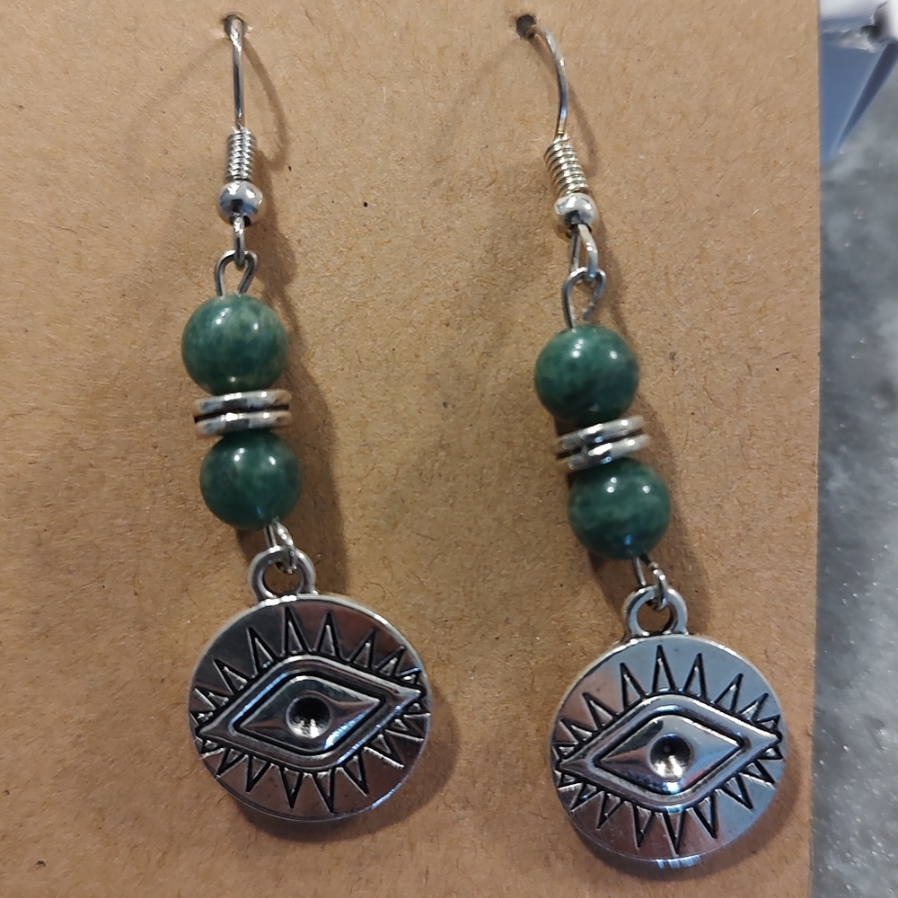 Handmade Beaded Earrings Unique earrings with green